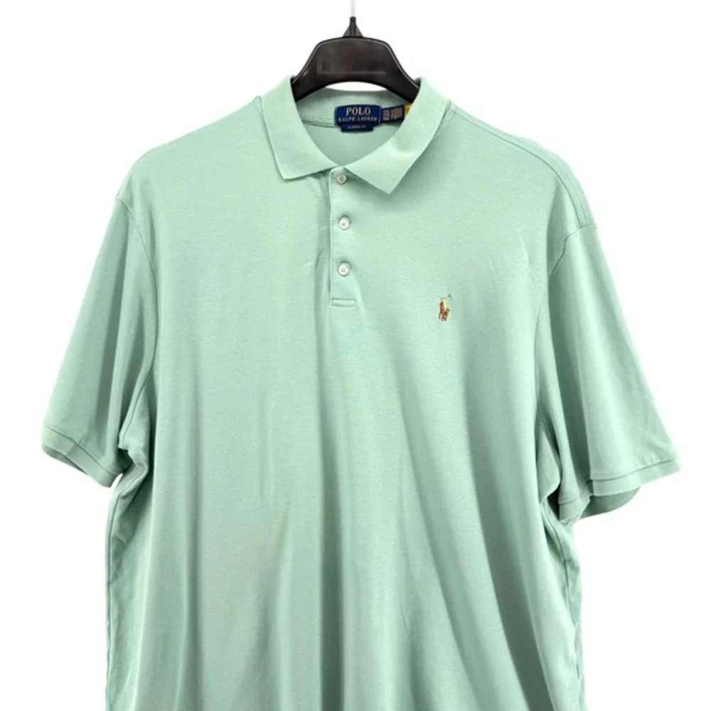 Polo Ralph Lauren Polo‎ Shirt Mens XXL Pre-Owned Jersey Green Classic Fit Cotton